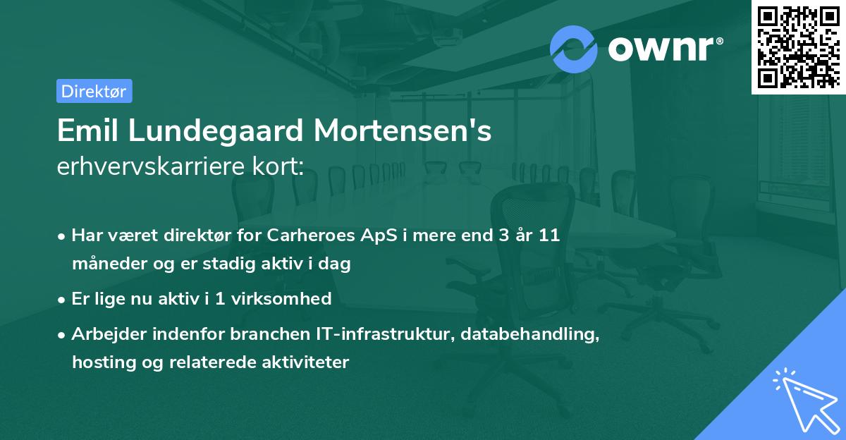 Emil Lundegaard Mortensen's erhvervskarriere kort