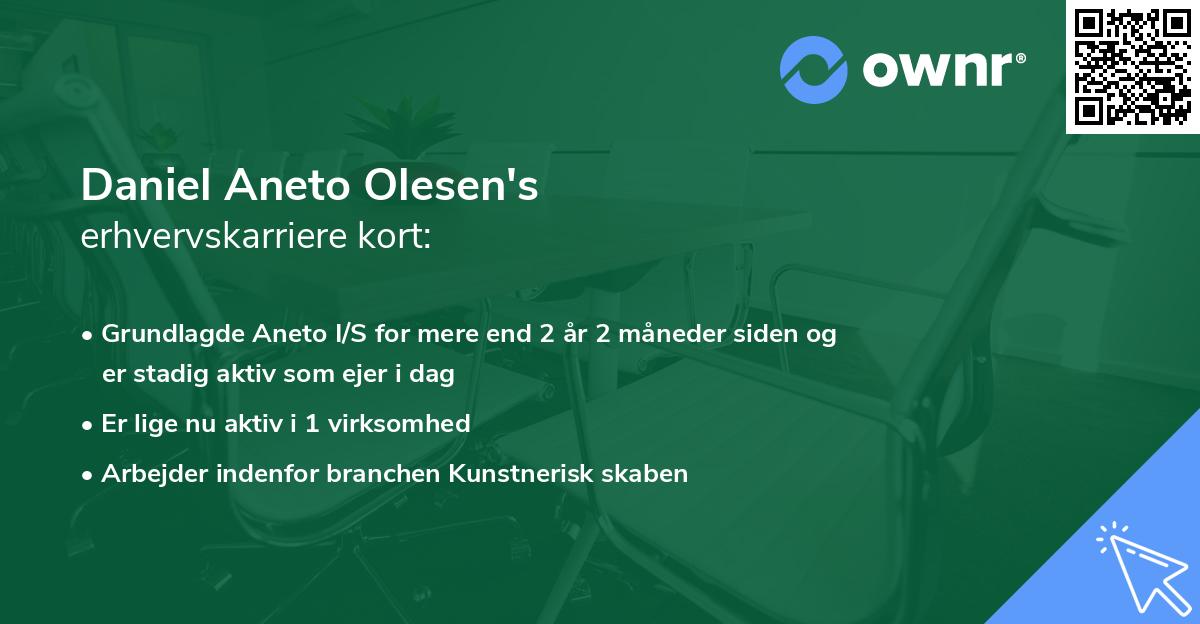 Daniel Aneto Olesen's erhvervskarriere kort