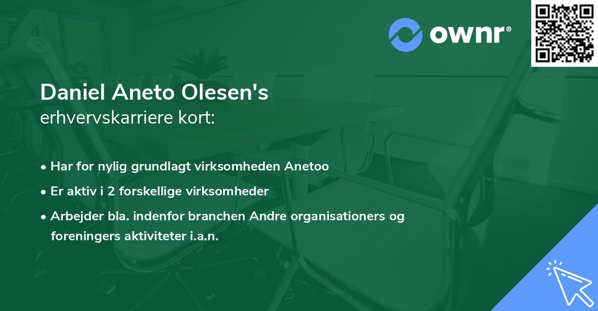 Daniel Aneto Olesen's erhvervskarriere kort