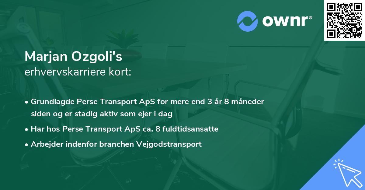 Marjan Ozgoli's erhvervskarriere kort