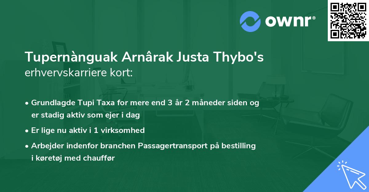 Tupernànguak Arnârak Justa Thybo's erhvervskarriere kort