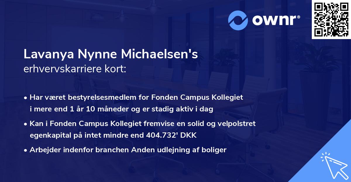 Lavanya Nynne Michaelsen's erhvervskarriere kort