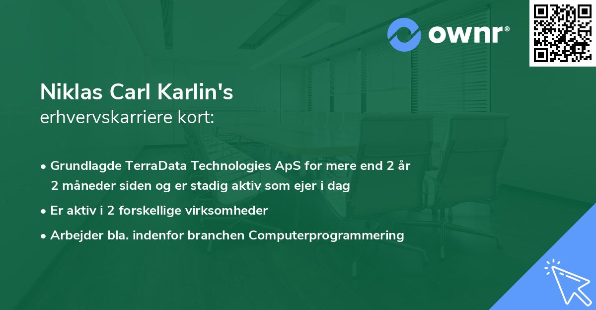 Niklas Carl Karlin's erhvervskarriere kort