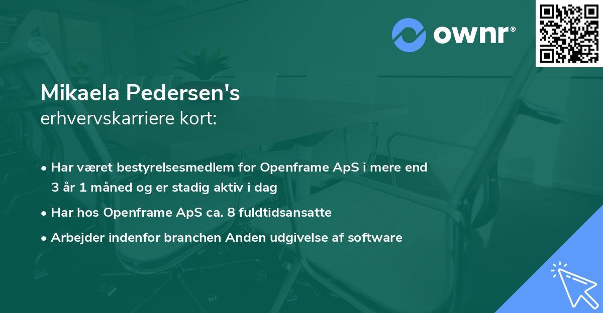 Mikaela Pedersen's erhvervskarriere kort