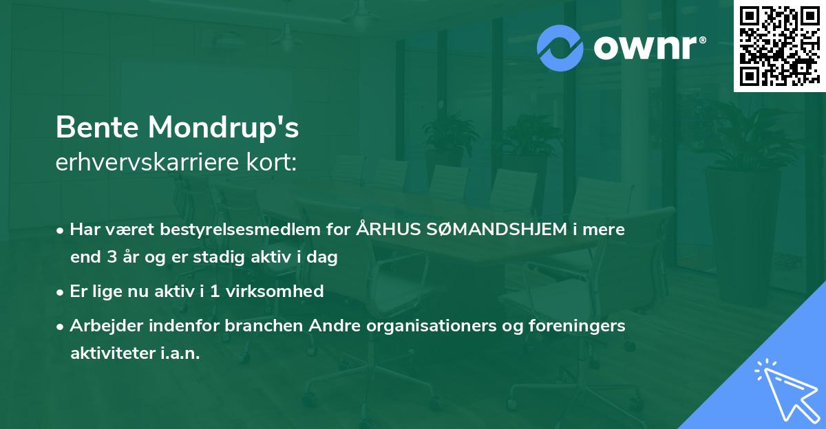 Bente Mondrup's erhvervskarriere kort