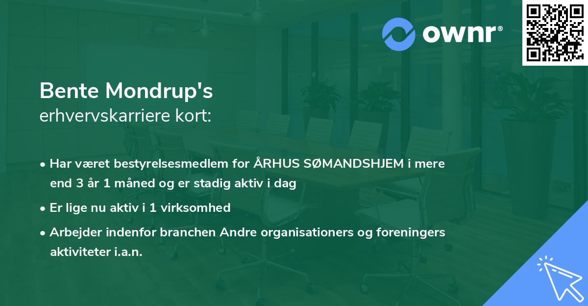 Bente Mondrup's erhvervskarriere kort