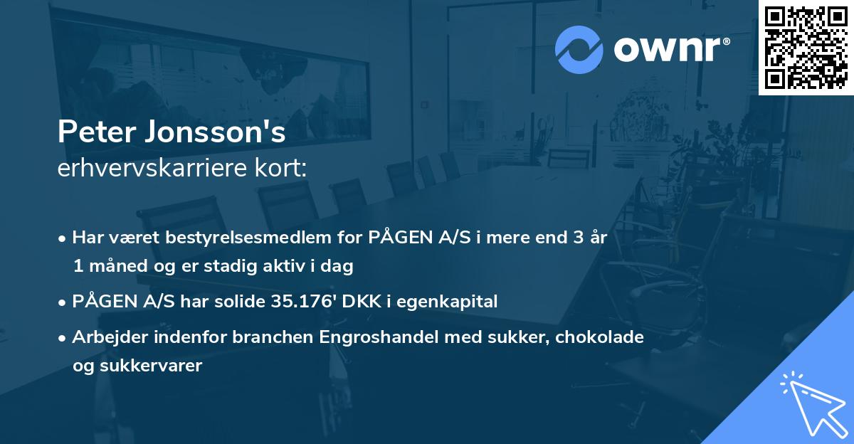 Peter Jonsson's erhvervskarriere kort