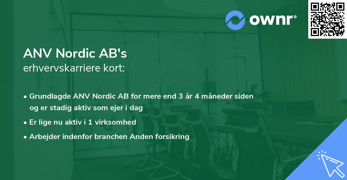 ANV Nordic AB's erhvervskarriere kort