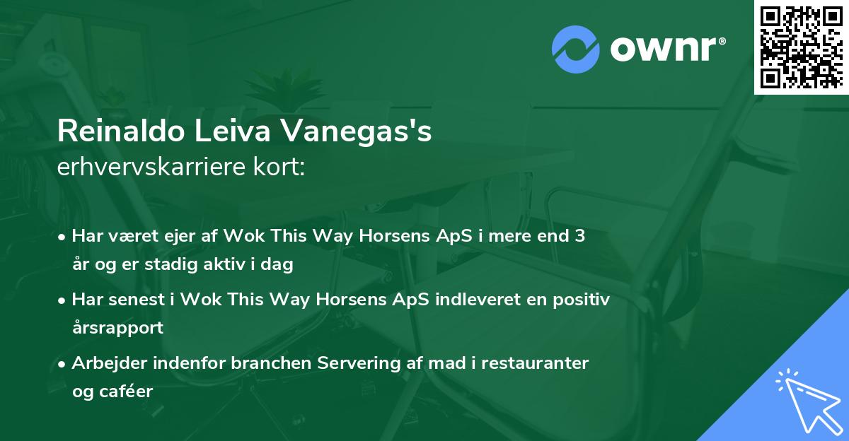 Reinaldo Leiva Vanegas's erhvervskarriere kort