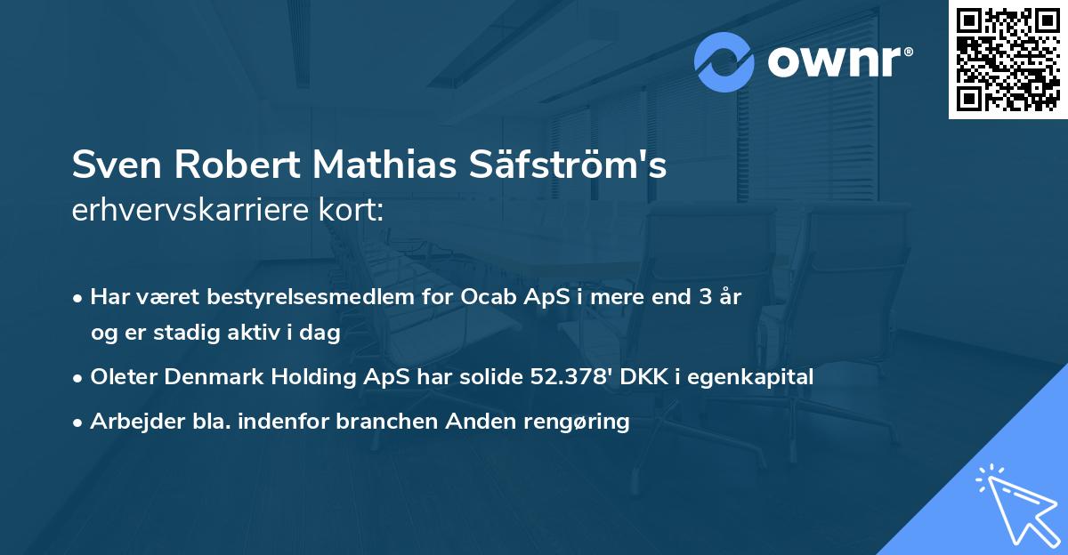 Sven Robert Mathias Säfström's erhvervskarriere kort