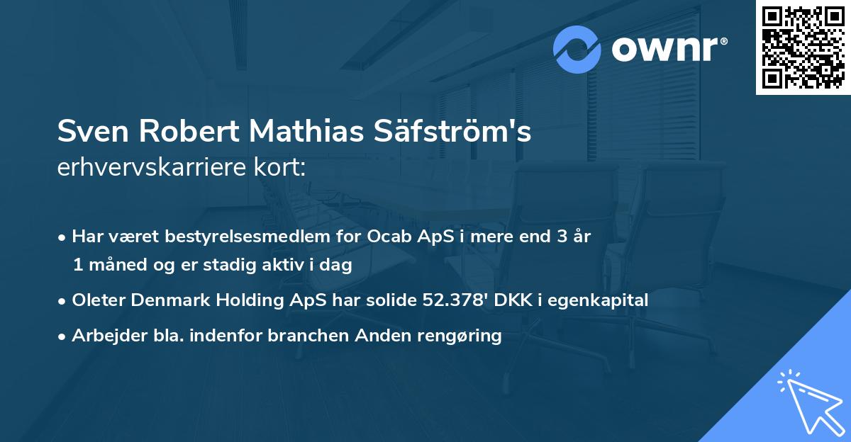 Sven Robert Mathias Säfström's erhvervskarriere kort