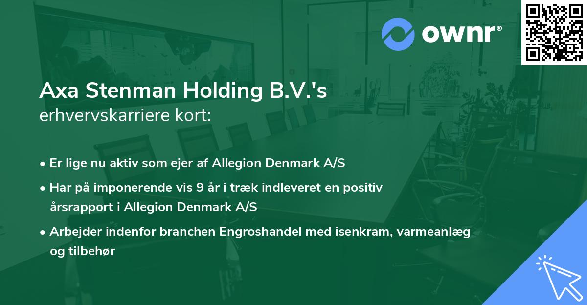 Axa Stenman Holding B.V.'s erhvervskarriere kort