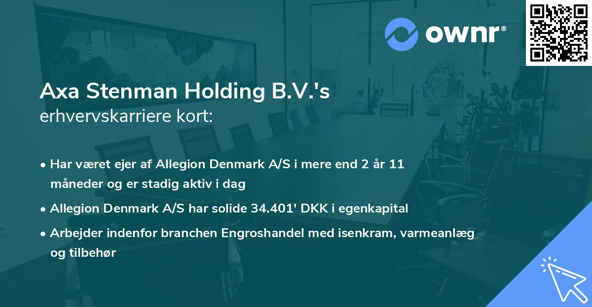 Axa Stenman Holding B.V.'s erhvervskarriere kort