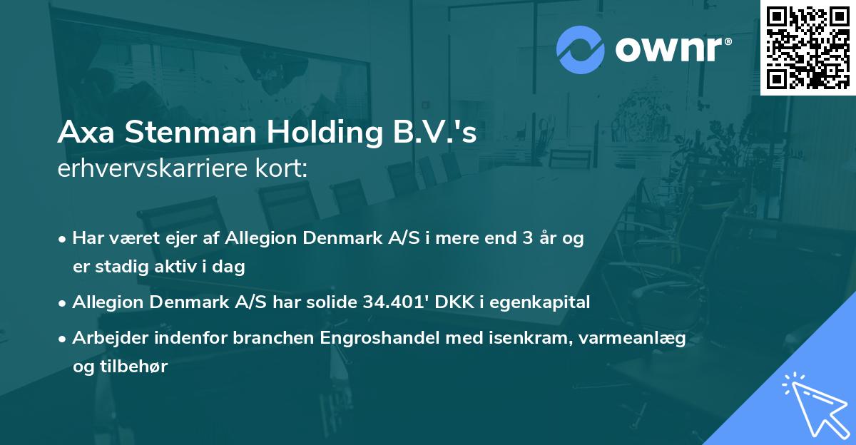Axa Stenman Holding B.V.'s erhvervskarriere kort