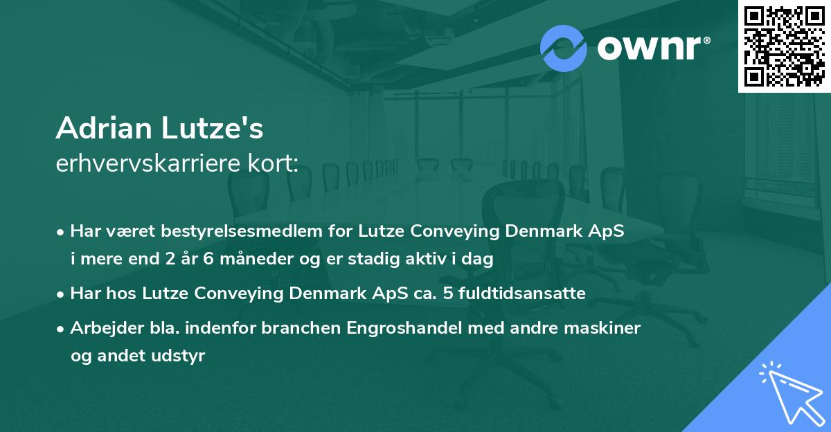 Adrian Lutze's erhvervskarriere kort