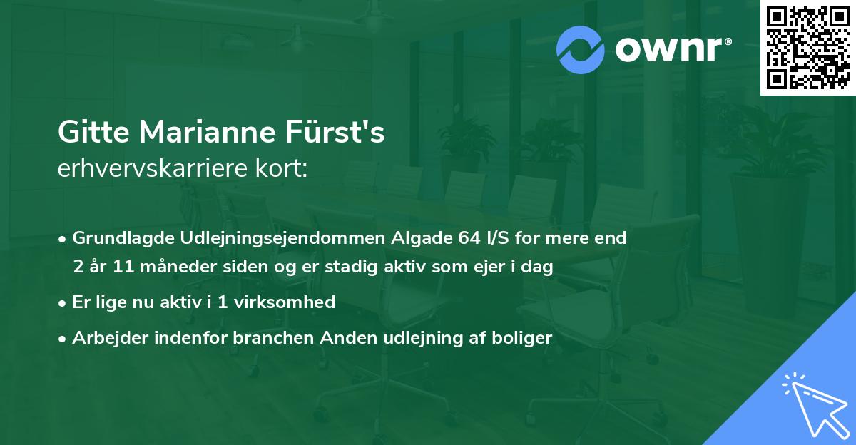 Gitte Marianne Fürst's erhvervskarriere kort