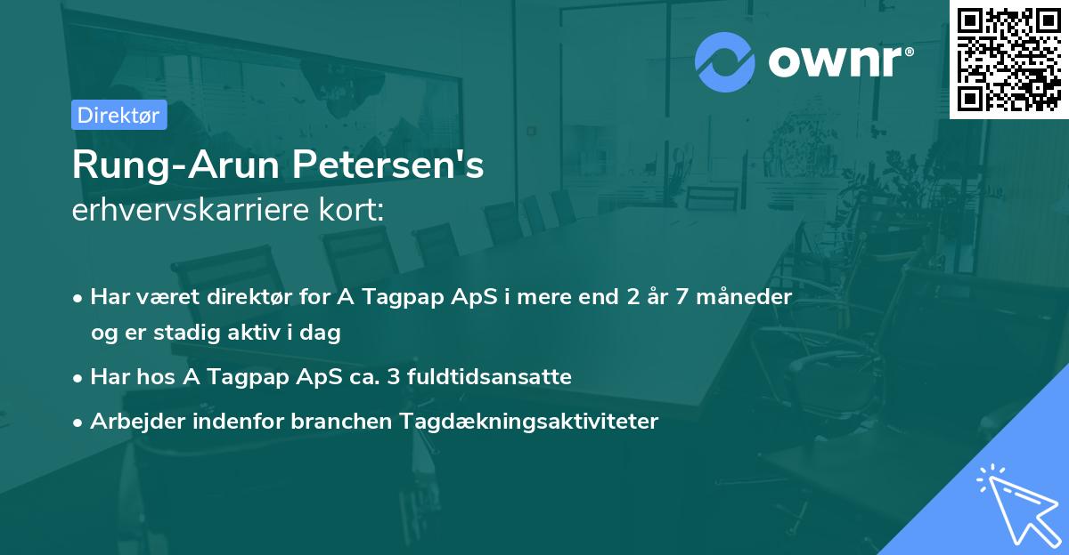 Rung-Arun Petersen's erhvervskarriere kort