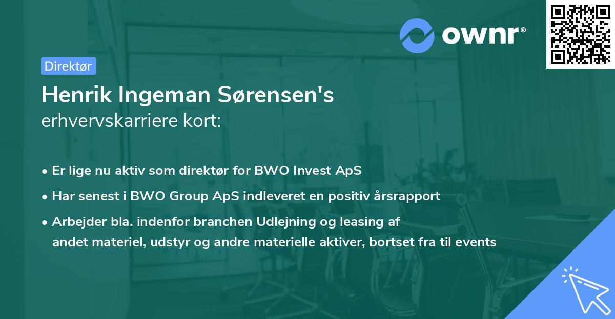 Henrik Ingeman Sørensen's erhvervskarriere kort