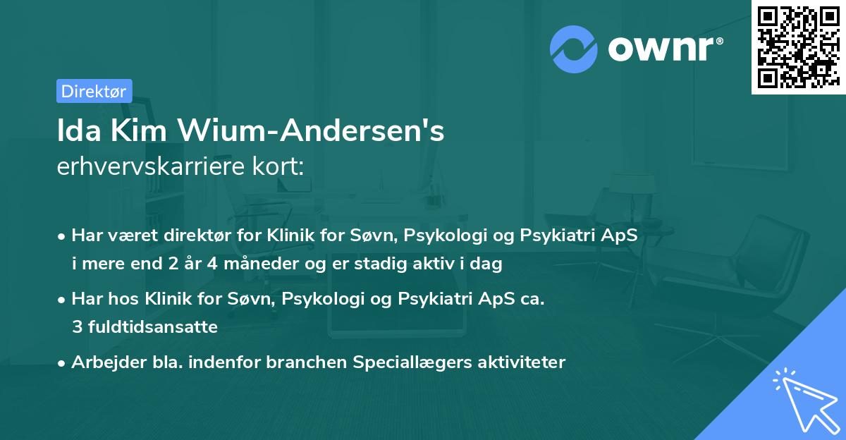 Ida Kim Wium-Andersen's erhvervskarriere kort