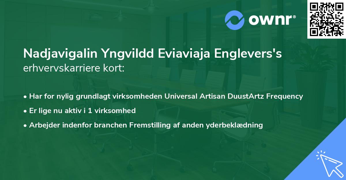 Nadjavigalin Yngvildd Eviaviaja Englevers's erhvervskarriere kort