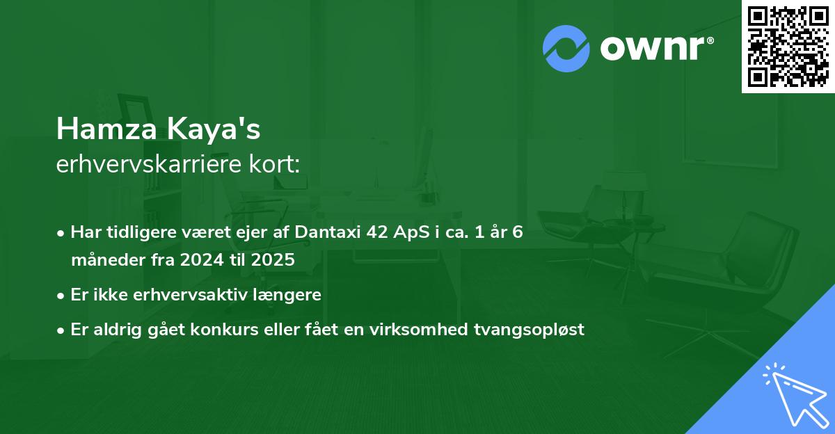 Hamza Kaya's erhvervskarriere kort