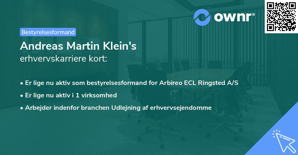 Andreas Martin Klein's erhvervskarriere kort