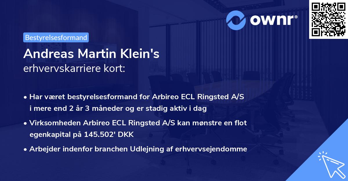 Andreas Martin Klein's erhvervskarriere kort