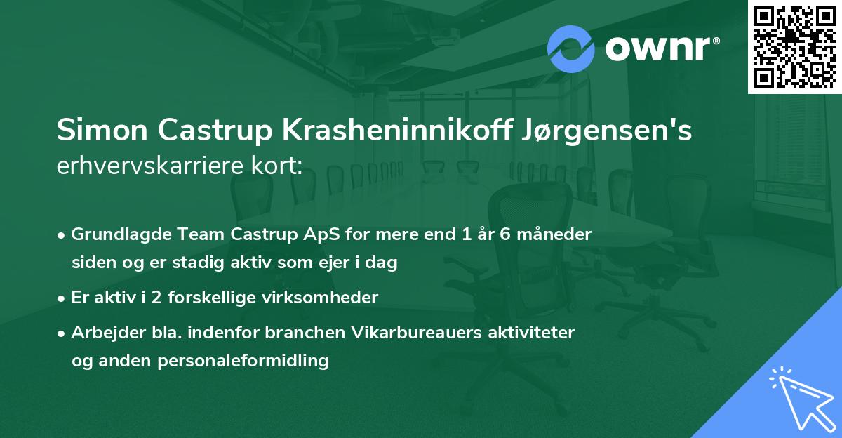 Simon Castrup Krasheninnikoff Jørgensen's erhvervskarriere kort