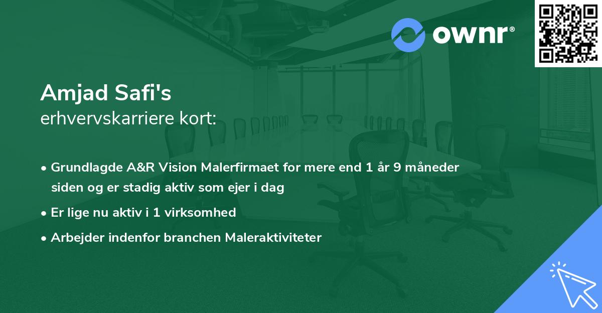 Amjad Safi's erhvervskarriere kort