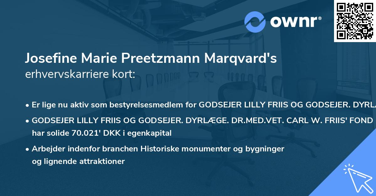 Josefine Marie Preetzmann Marqvard's erhvervskarriere kort