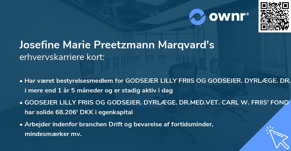 Josefine Marie Preetzmann Marqvard's erhvervskarriere kort