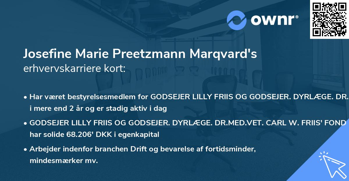 Josefine Marie Preetzmann Marqvard's erhvervskarriere kort