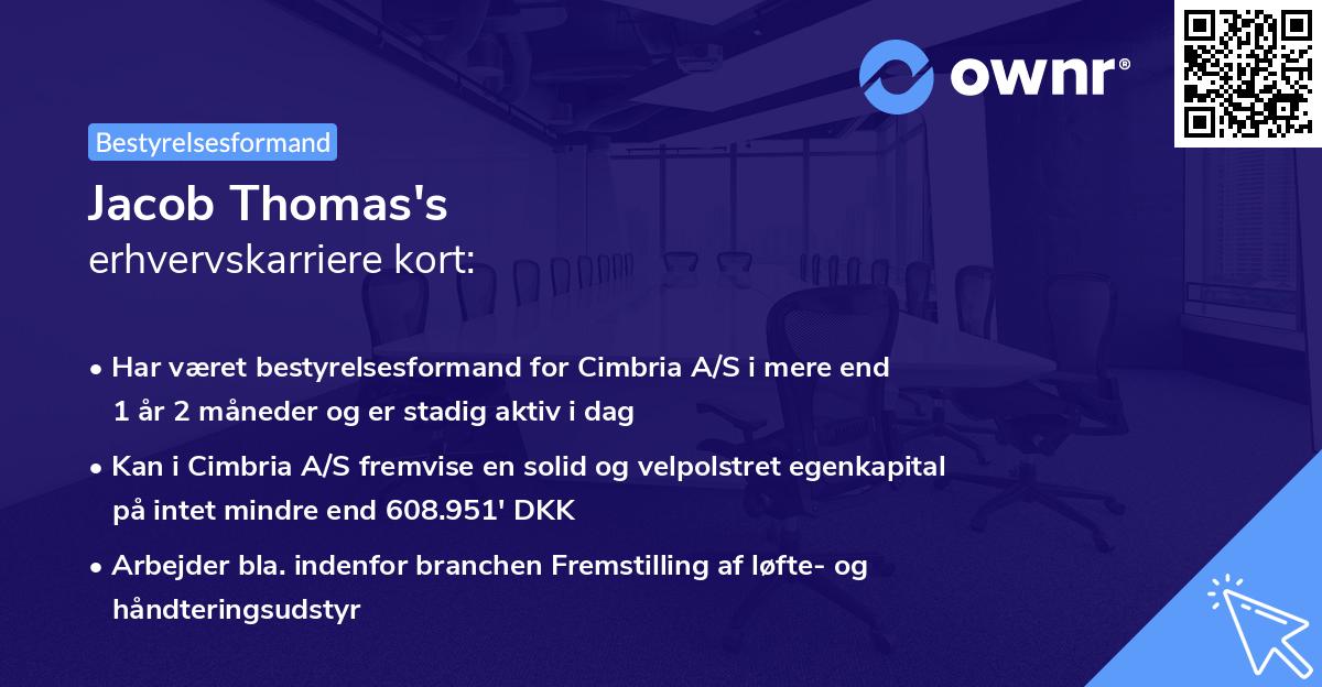 Jacob Thomas's erhvervskarriere kort