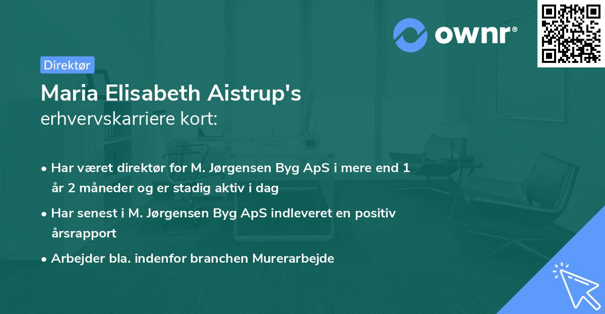 Maria Elisabeth Aistrup's erhvervskarriere kort