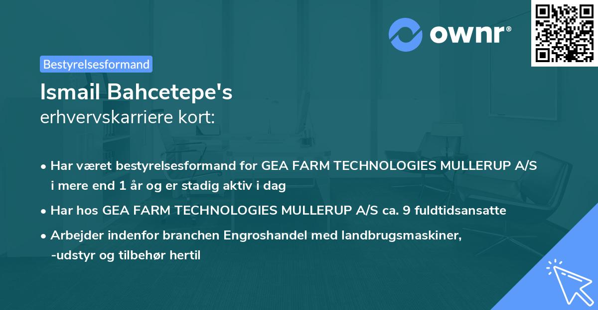 Ismail Bahcetepe's erhvervskarriere kort