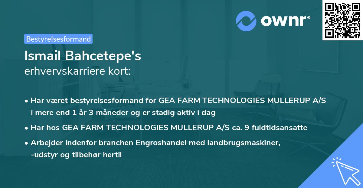 Ismail Bahcetepe's erhvervskarriere kort