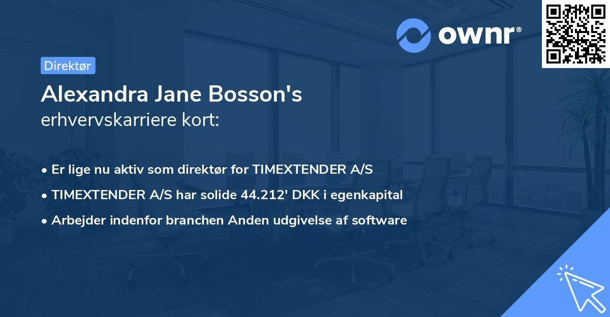 Alexandra Jane Bosson's erhvervskarriere kort