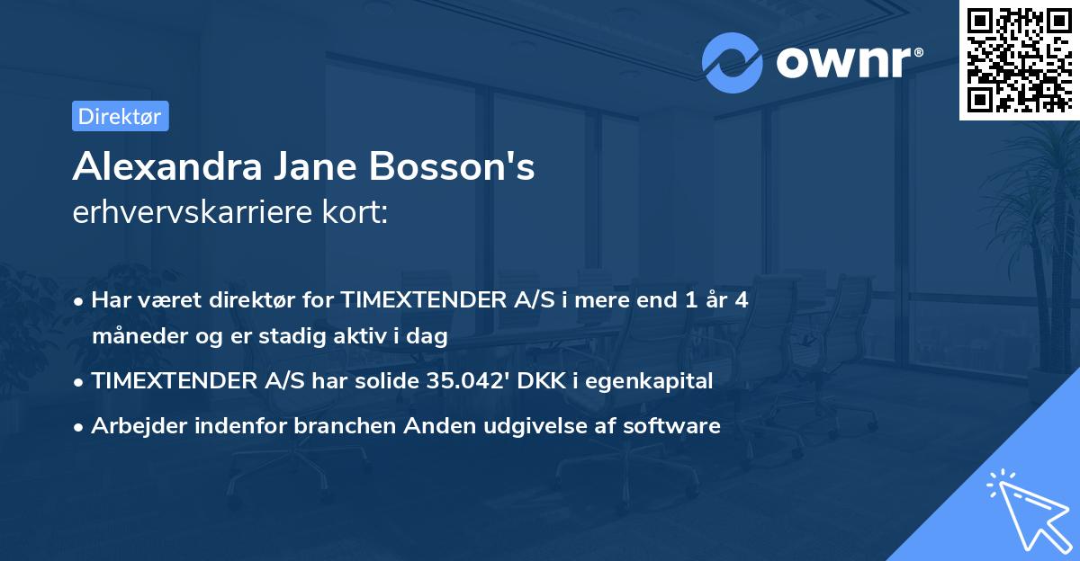 Alexandra Jane Bosson's erhvervskarriere kort
