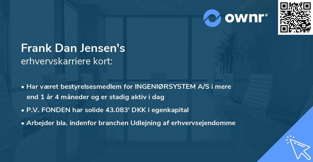 Frank Dan Jensen's erhvervskarriere kort
