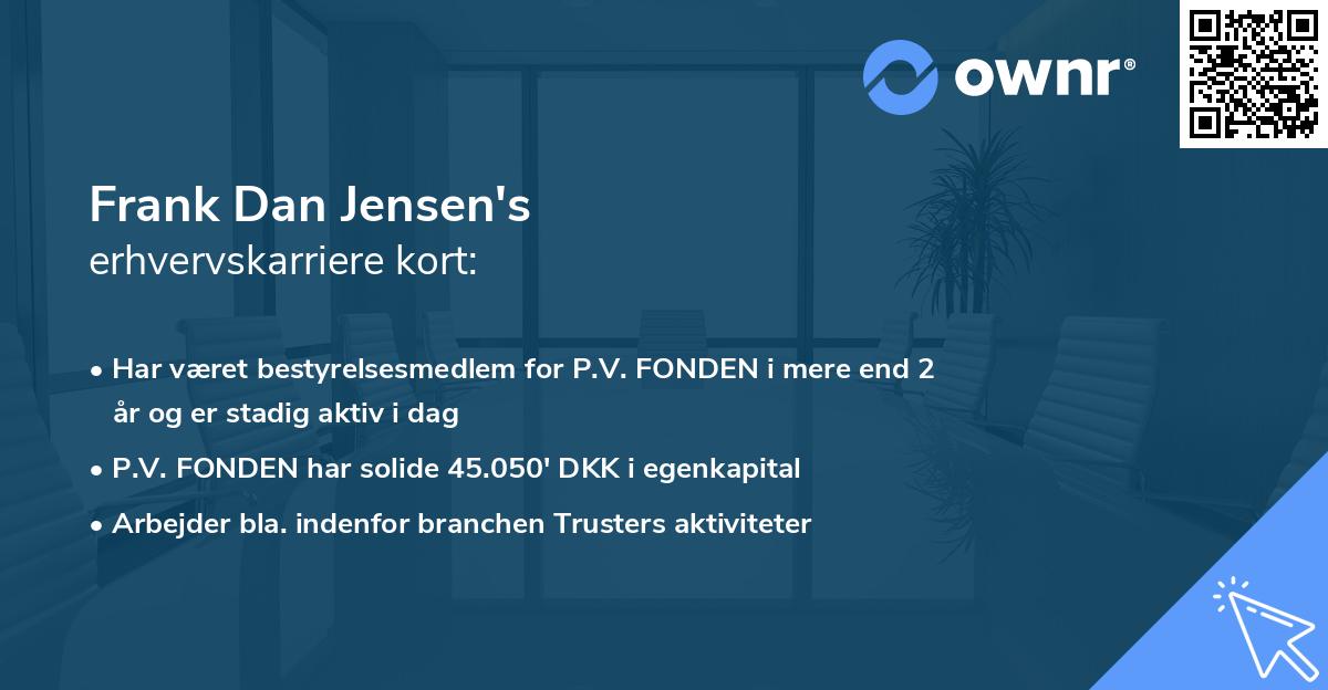 Frank Dan Jensen's erhvervskarriere kort