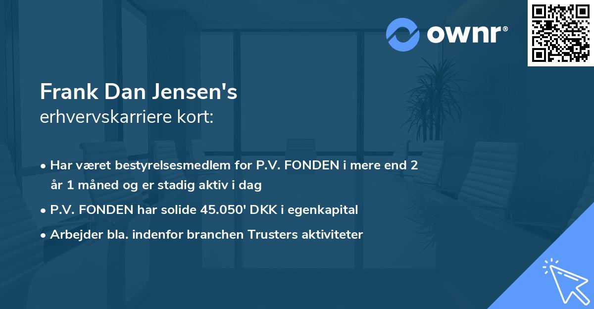 Frank Dan Jensen's erhvervskarriere kort