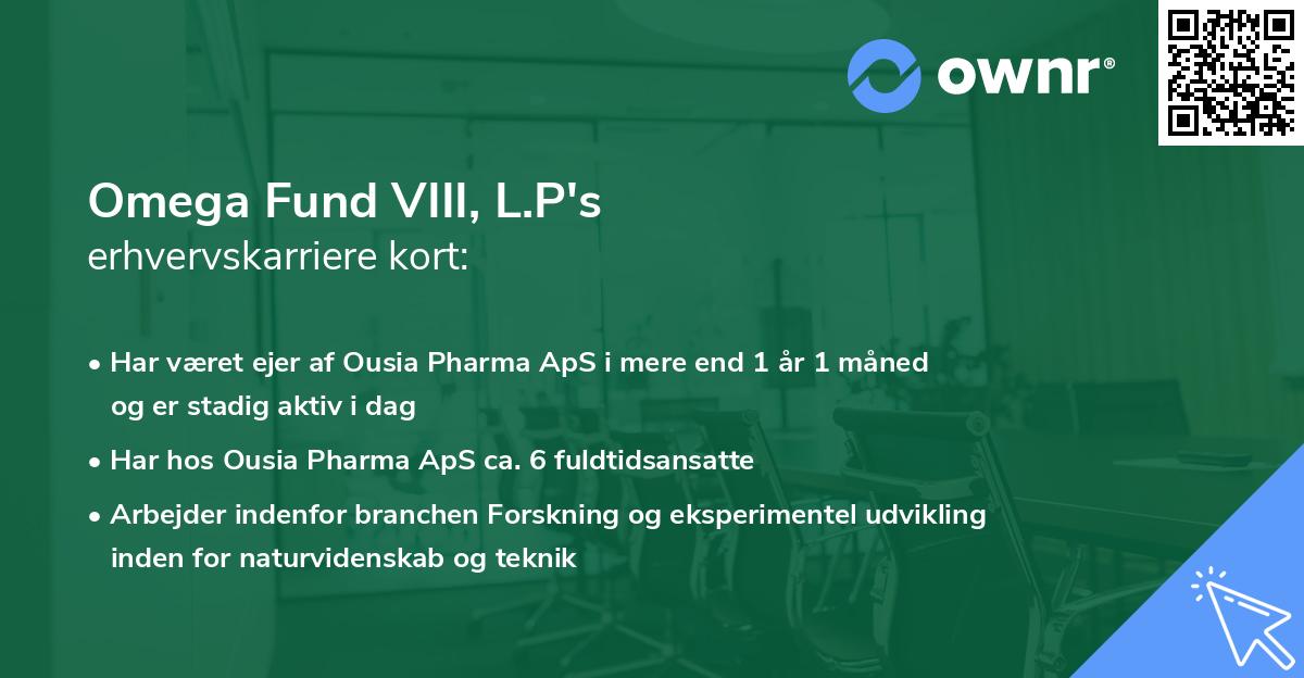 Omega Fund VIII, L.P's erhvervskarriere kort