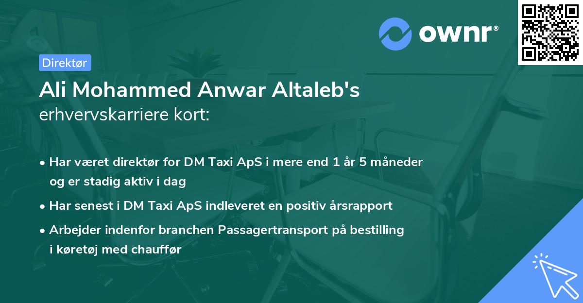 Ali Mohammed Anwar Altaleb's erhvervskarriere kort