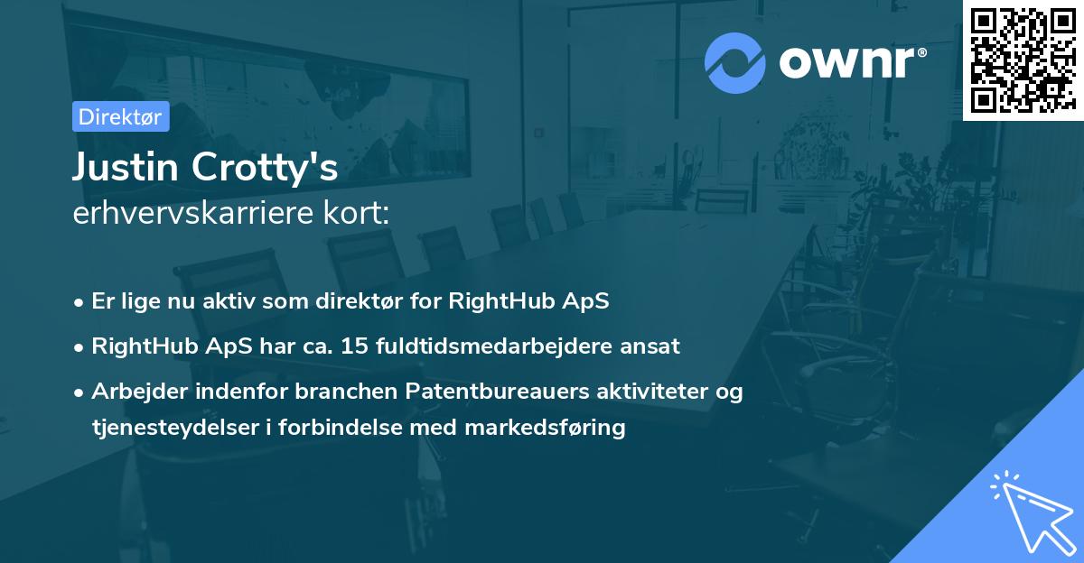 Justin Crotty's erhvervskarriere kort