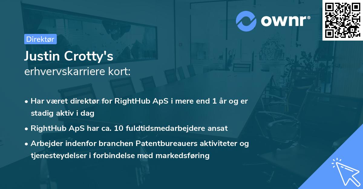 Justin Crotty's erhvervskarriere kort
