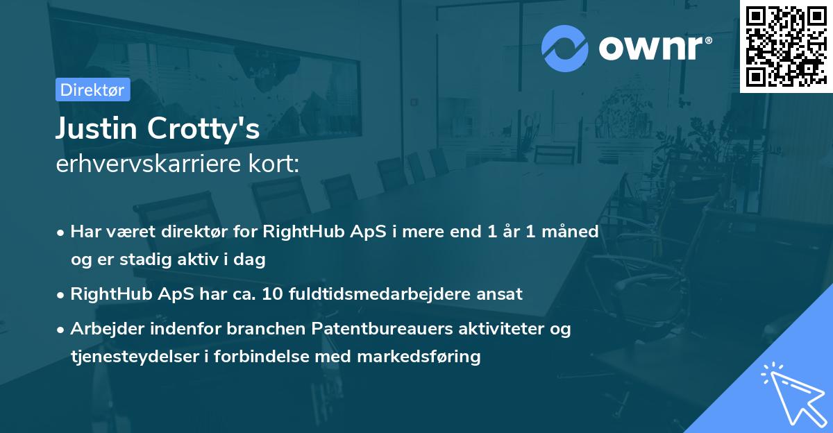 Justin Crotty's erhvervskarriere kort