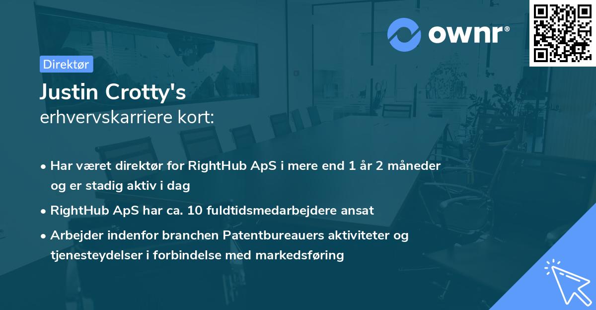 Justin Crotty's erhvervskarriere kort