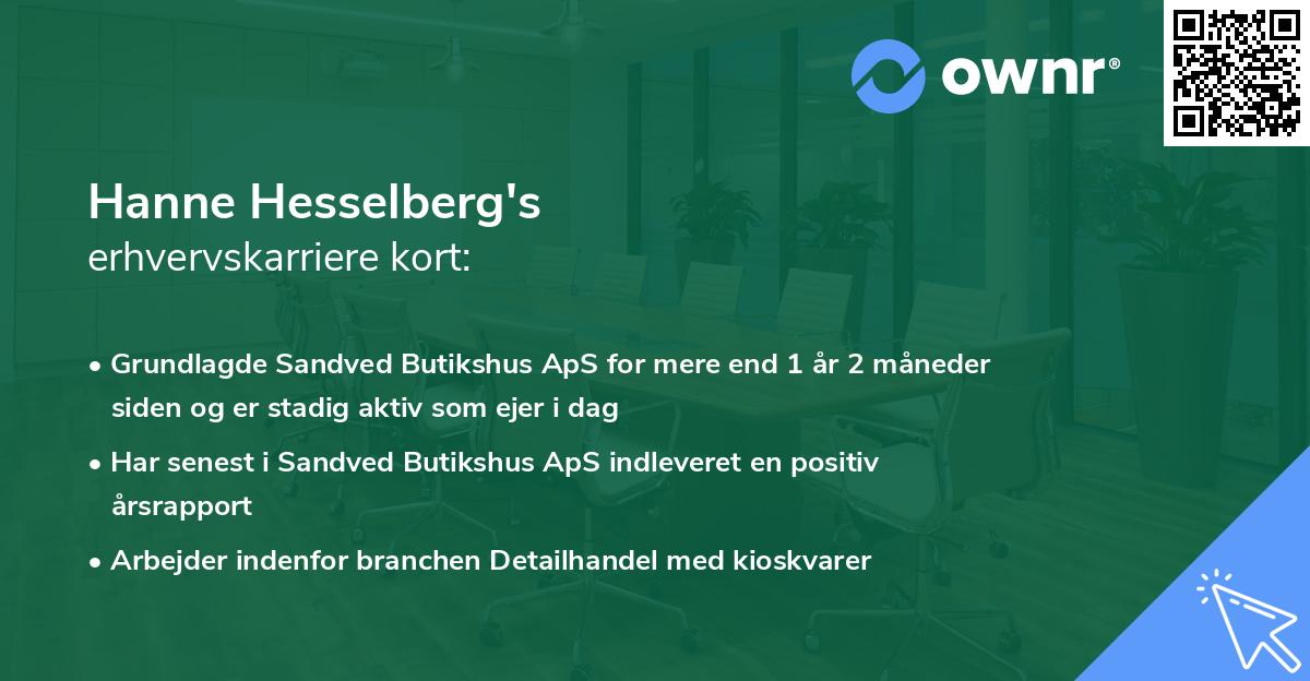 Hanne Hesselberg's erhvervskarriere kort