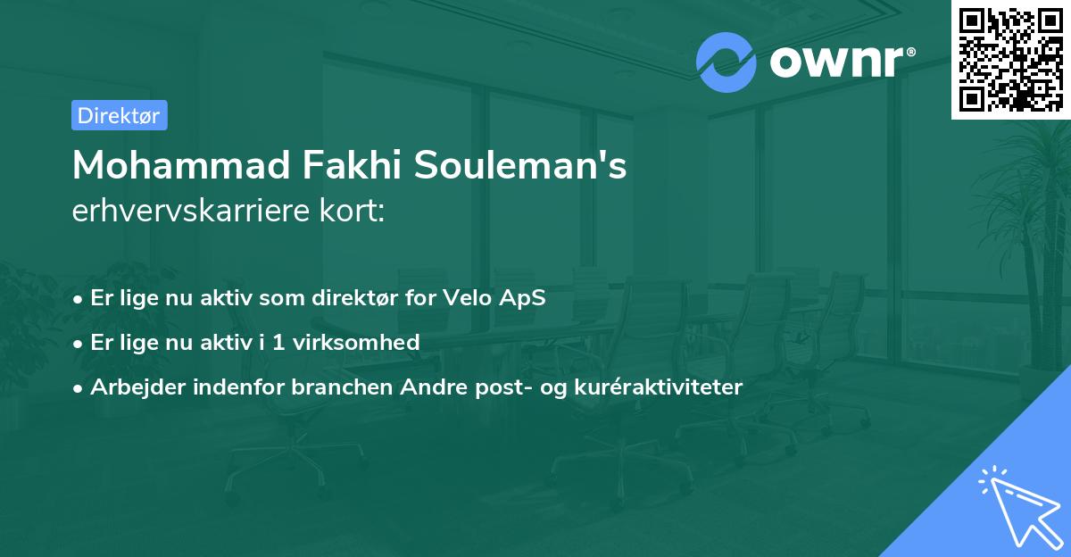 Mohammad Fakhi Souleman's erhvervskarriere kort