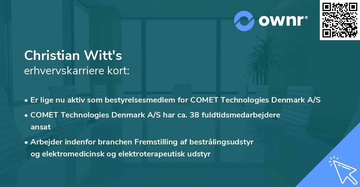 Christian Witt's erhvervskarriere kort